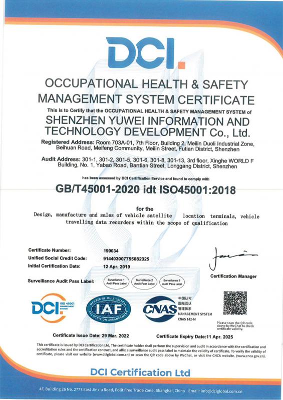 ISO45001 Certificate