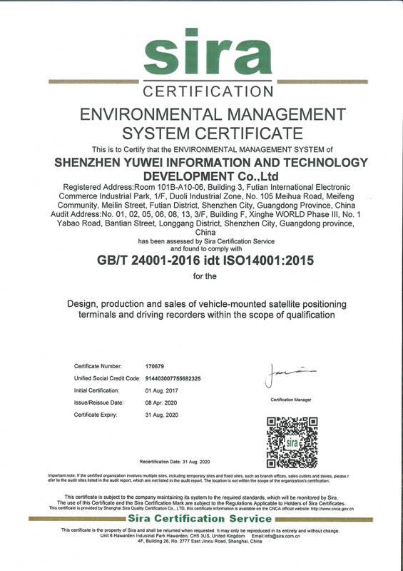 ISO14001 Certificate